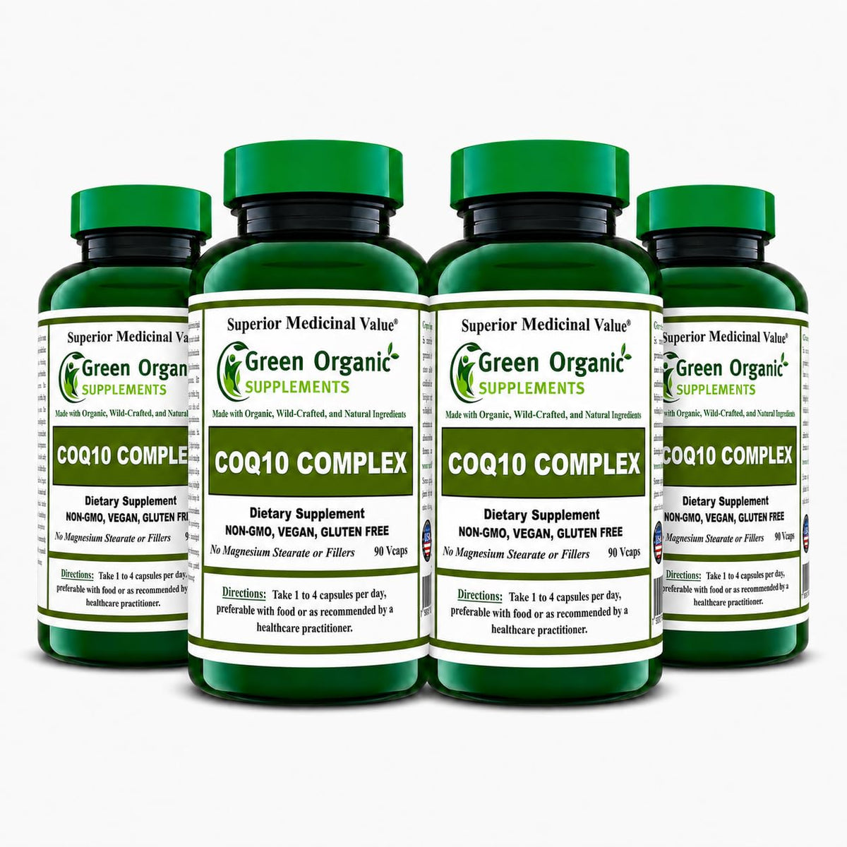 Green Organic Supplements CoQ 10 Complex, Ubiquinone, 90 Vegetarian Capsules, High