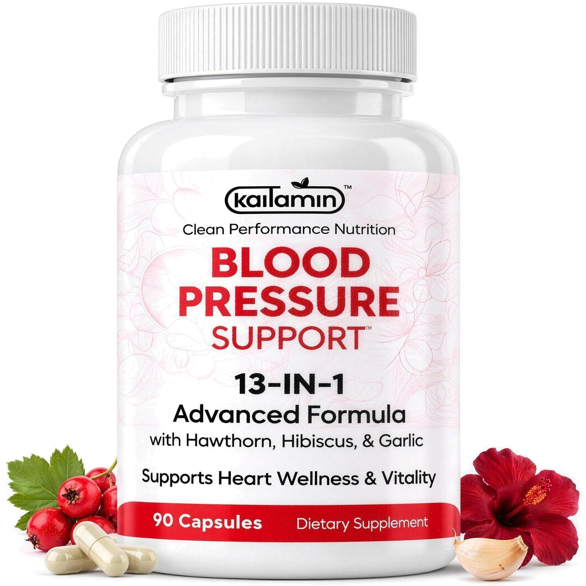 Kaitamin Blood Pressure Support Supplement Hawthorn Hibiscus - 90 Capsules