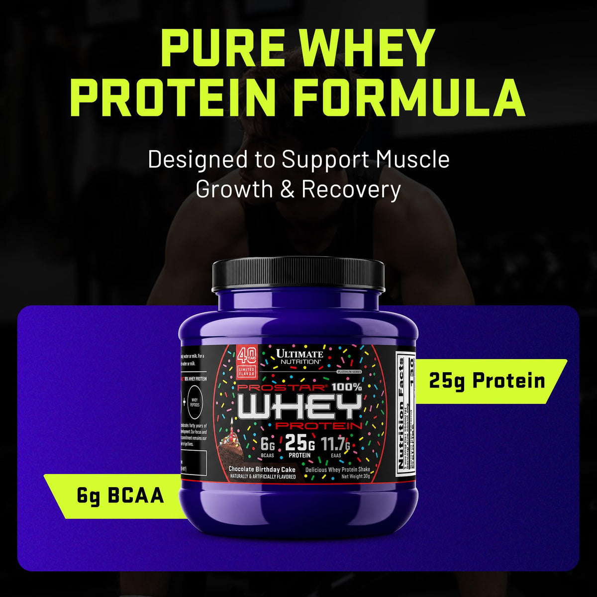 Ultimate Nutrition Prostar Whey Protein Isolate, Chocolate Birthday Cake - image 3