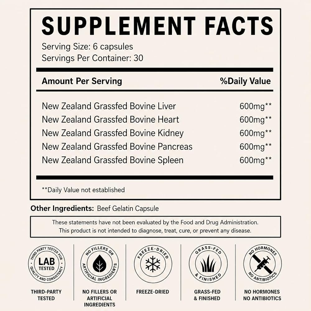 Primal Being Grassfed Beef Organ Complex - 180 Capsules - image 2