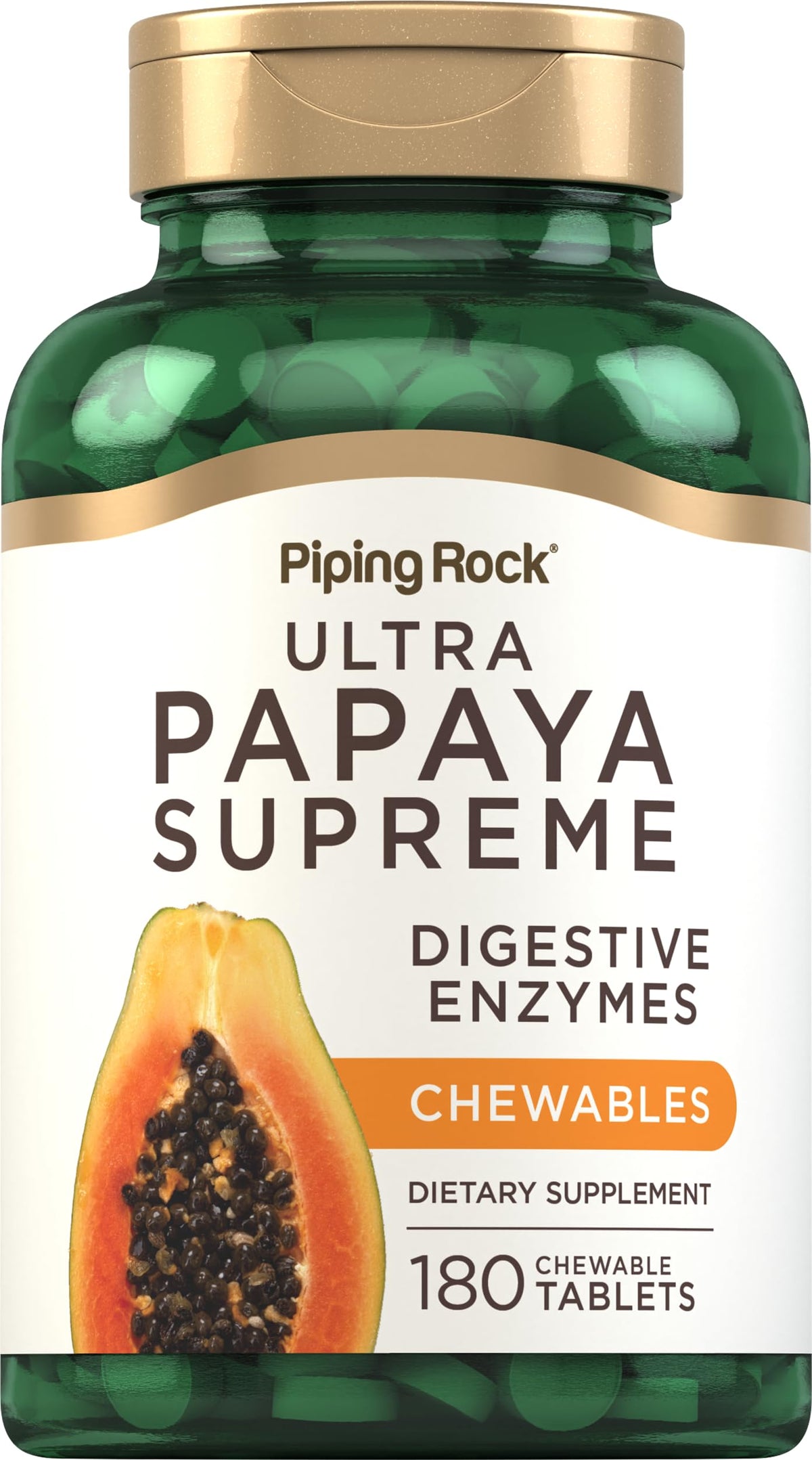 Piping Rock Papaya Digestive Enzymes Chewable - 180 Tablets