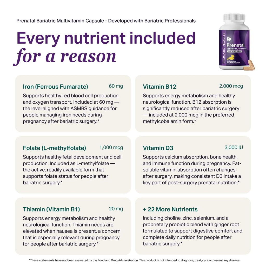 ProCare Health Prenatal Bariatric Multivitamin with Iron - 60 Capsules - image 6