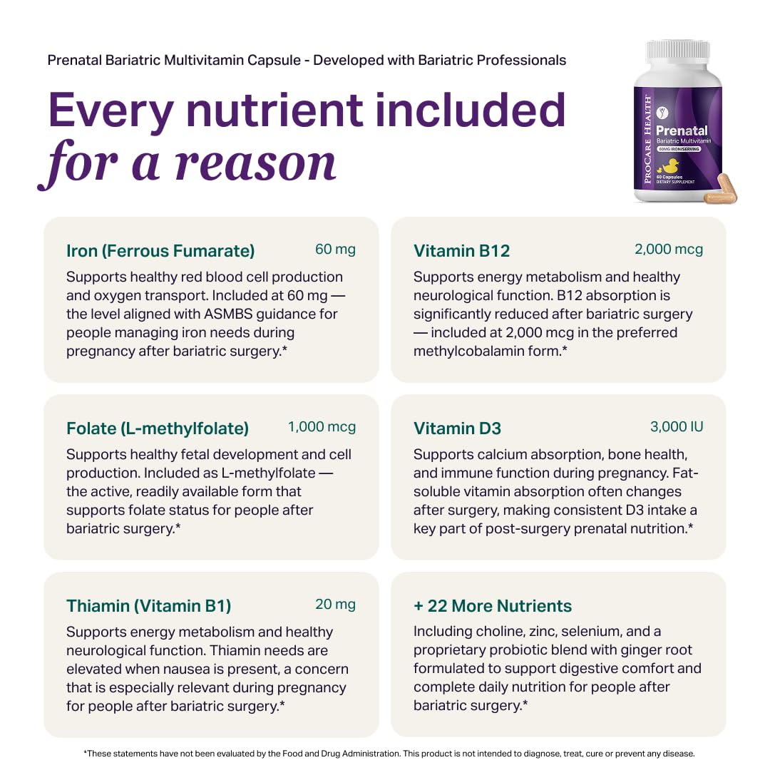 ProCare Health Prenatal Bariatric Multivitamin with Iron - 60 Capsules - image 6