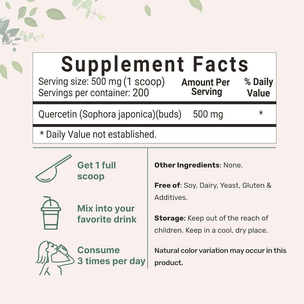 Micro Ingredients Pure Quercetin Dihydrate Powder - 100g - image 2