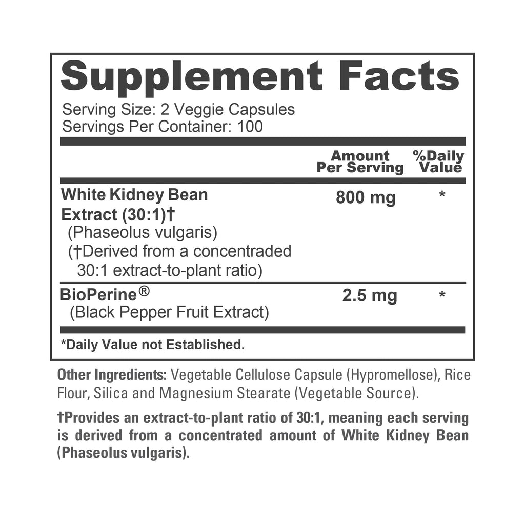 NusaPure White Kidney Bean Extract 800mg - 200 Vegetarian Capsules - image 4
