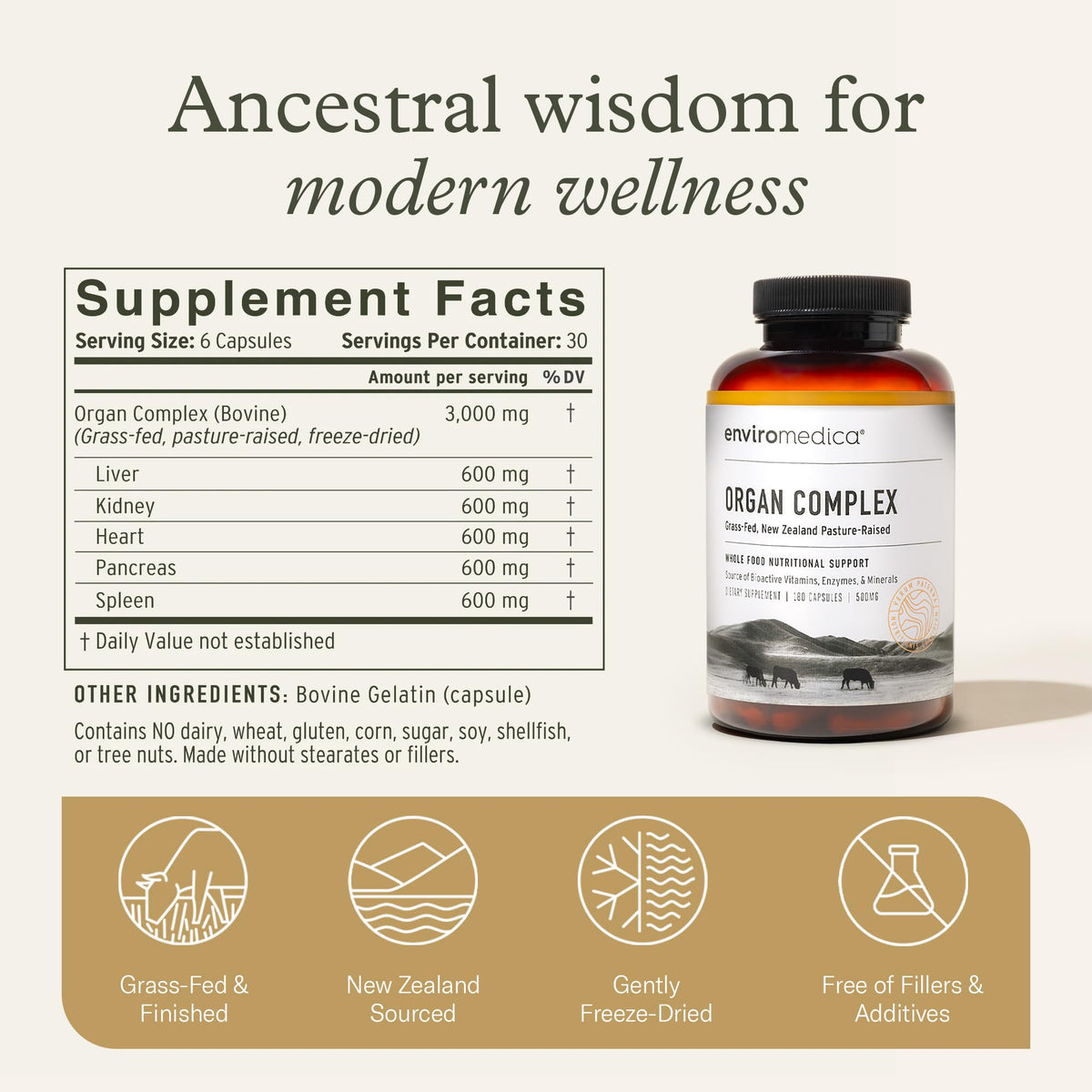 Enviromedica Grass-Fed Beef Organ Complex - 180 Capsules - image 6