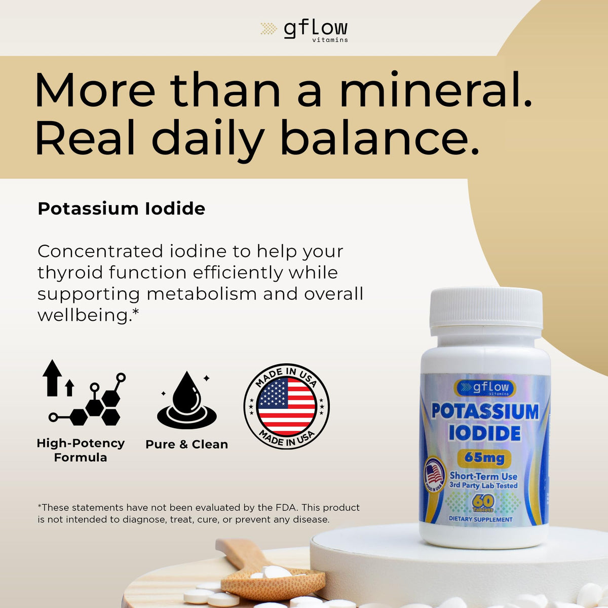Gflow Vitamins Potassium Iodide 65 mg Tablets - 60 Count - image 2