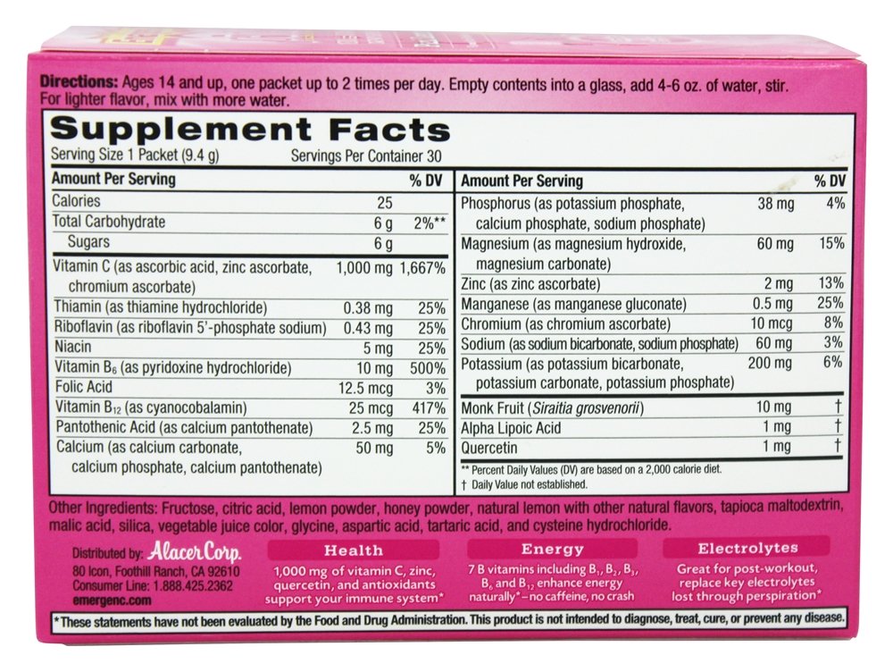 Emergen-C Pink Lemonade Vitamin C Drink Mix - 30 Packets - image 3