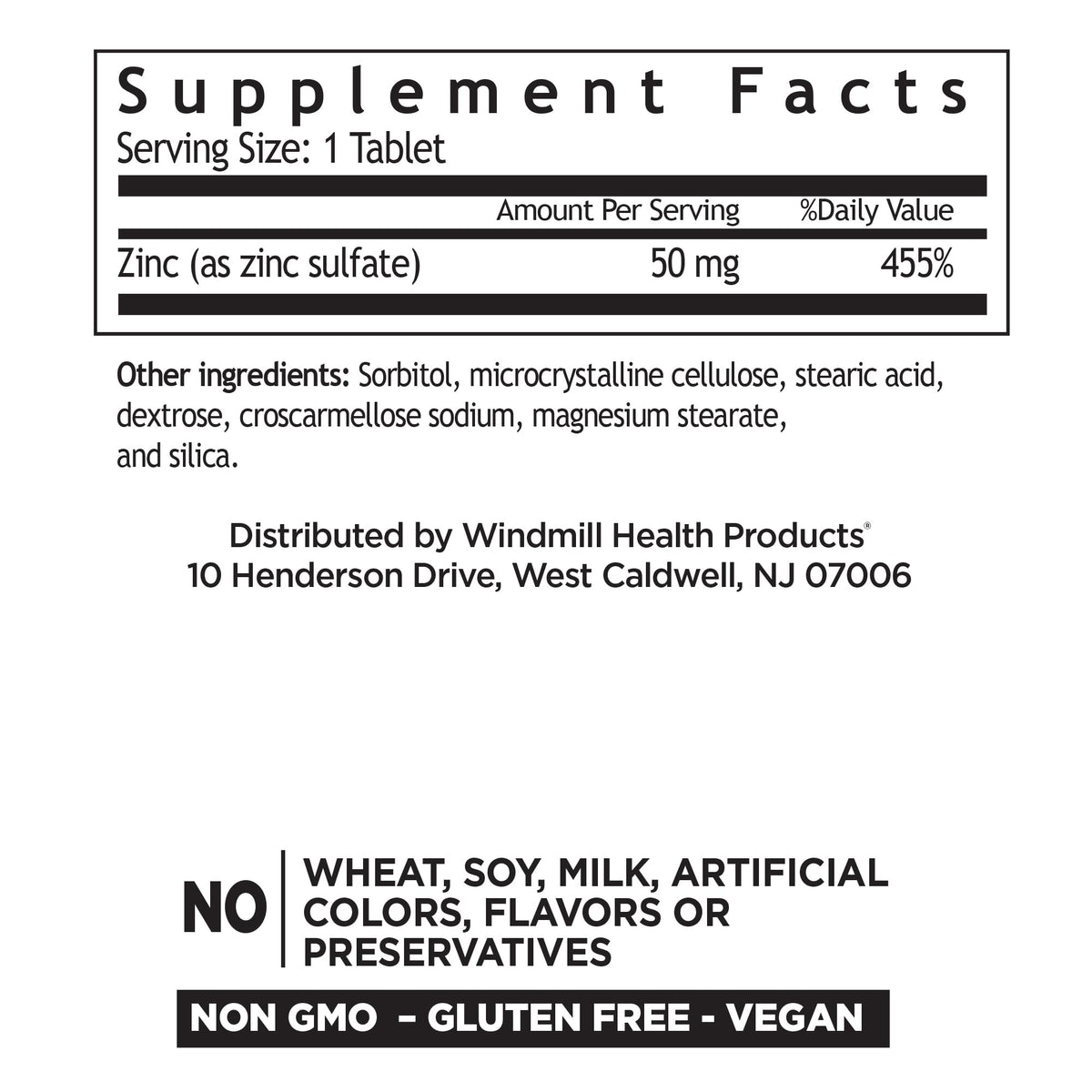 Windmill Zinc Sulfate 50 mg Tablets - 90 Count - image 2