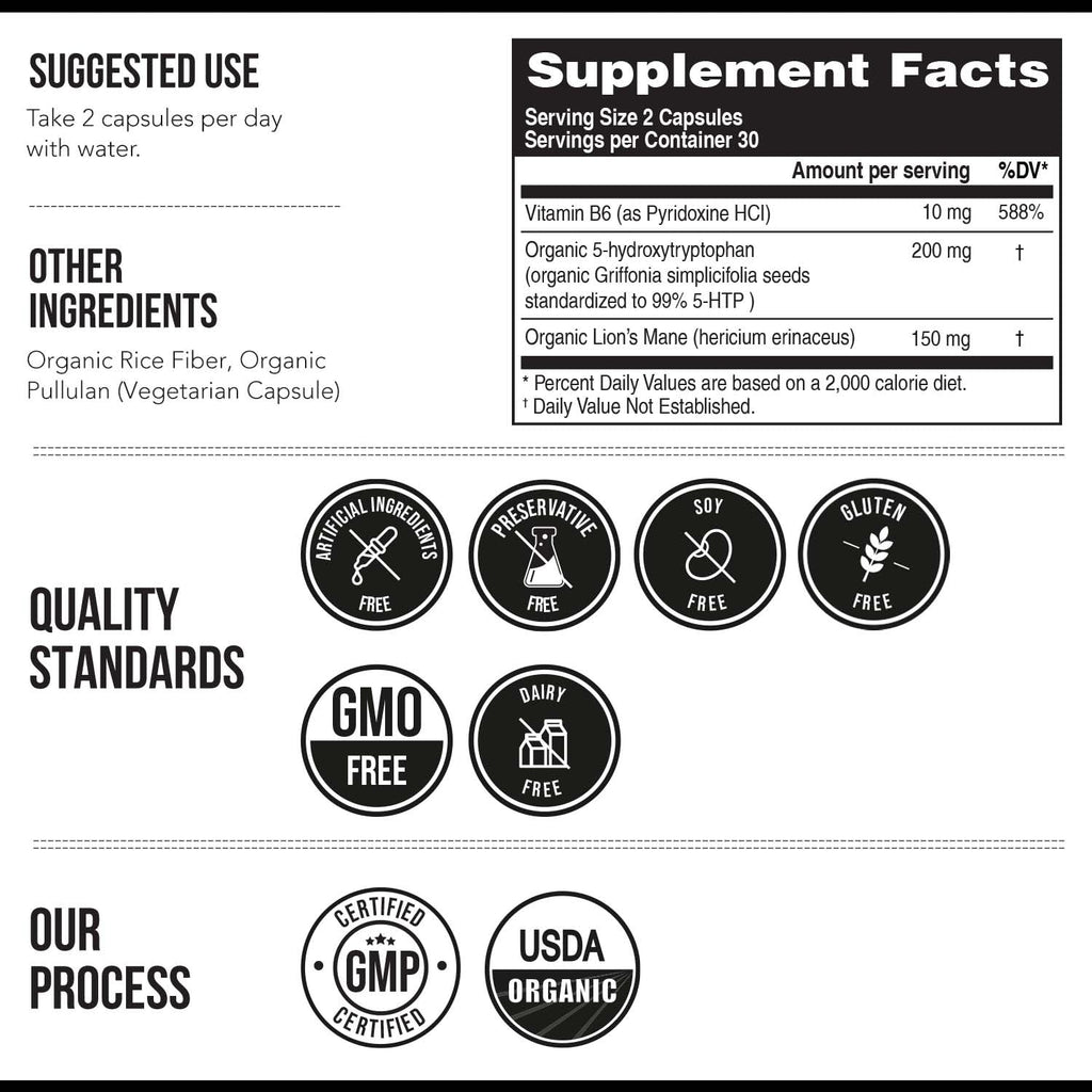 Triquetra Health Organic 5-HTP 200 mg Capsules - 60 Count - image 7