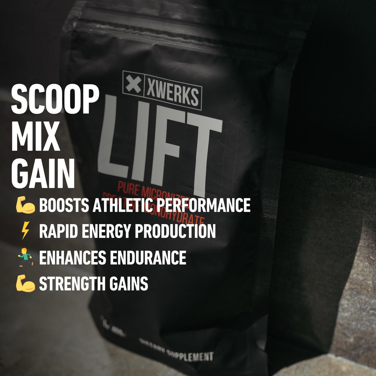 Xwerks Lift Creatine Monohydrate Powder, Micronized, Unflavored - 80 Servings - image 5