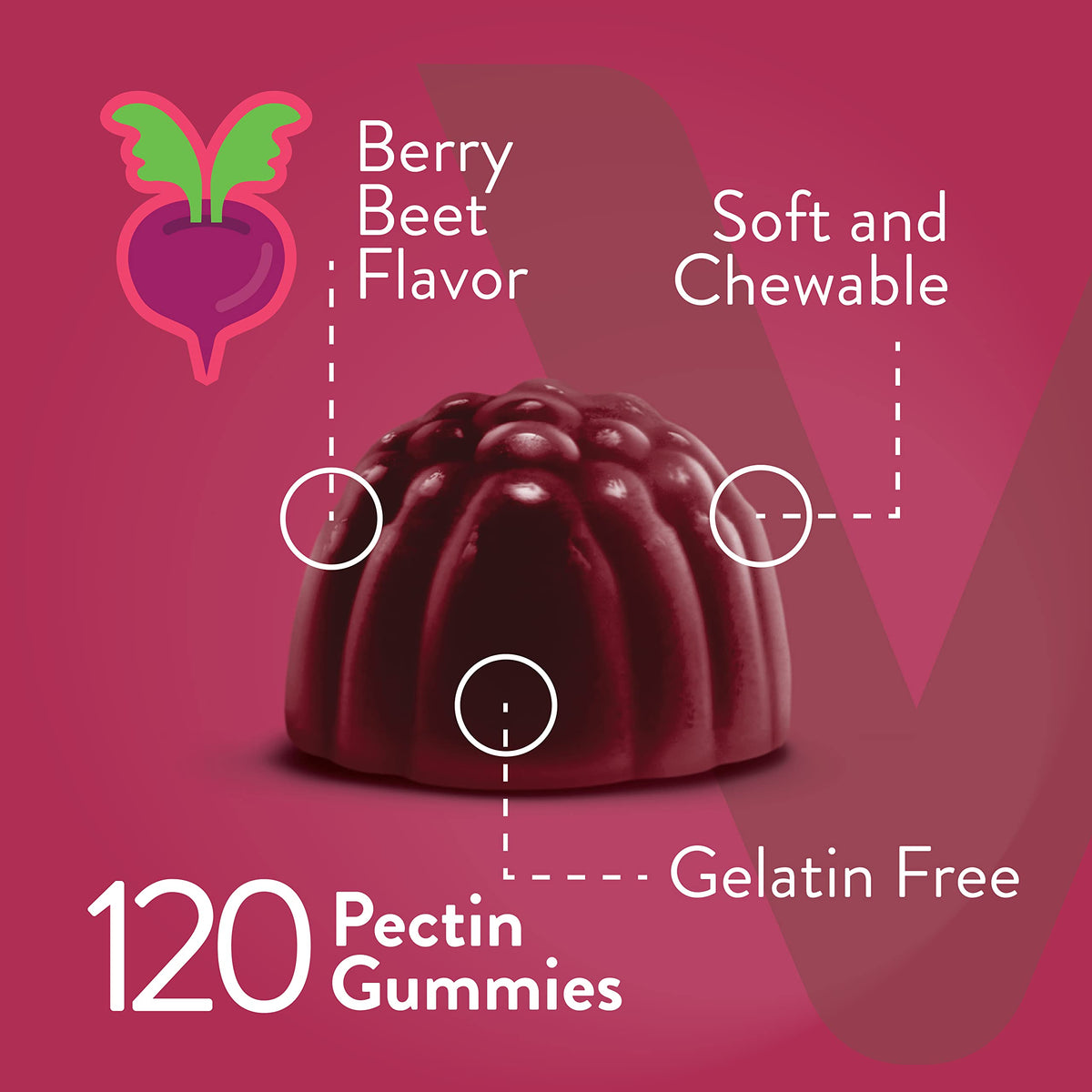 Viteey Beet Root Gummies with Magnesium & Vitamin C - Supports