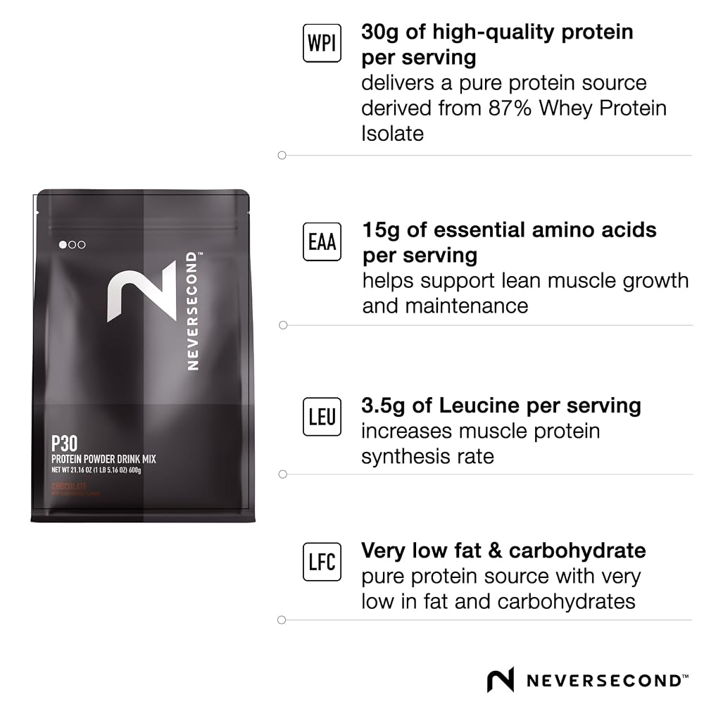 NeverSecond P30 Recovery Drink Mix Chocolate - 15 Servings - image 2
