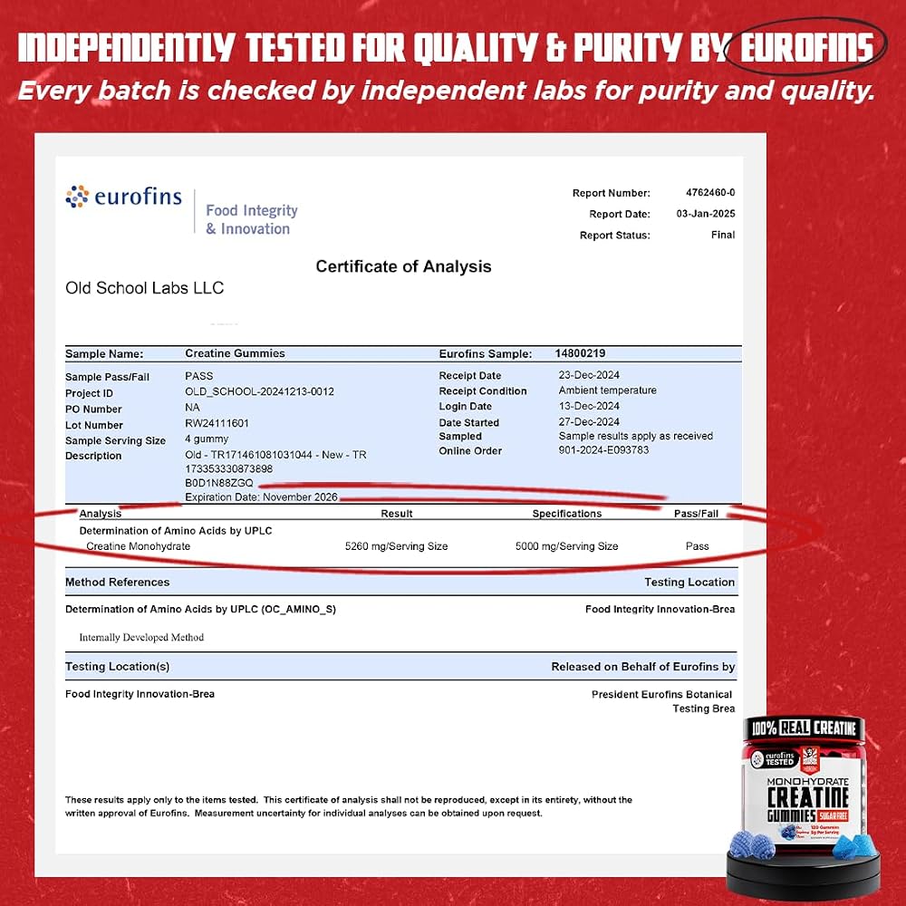Old School Labs Creatine Monohydrate Gummies for Muscle & Strength