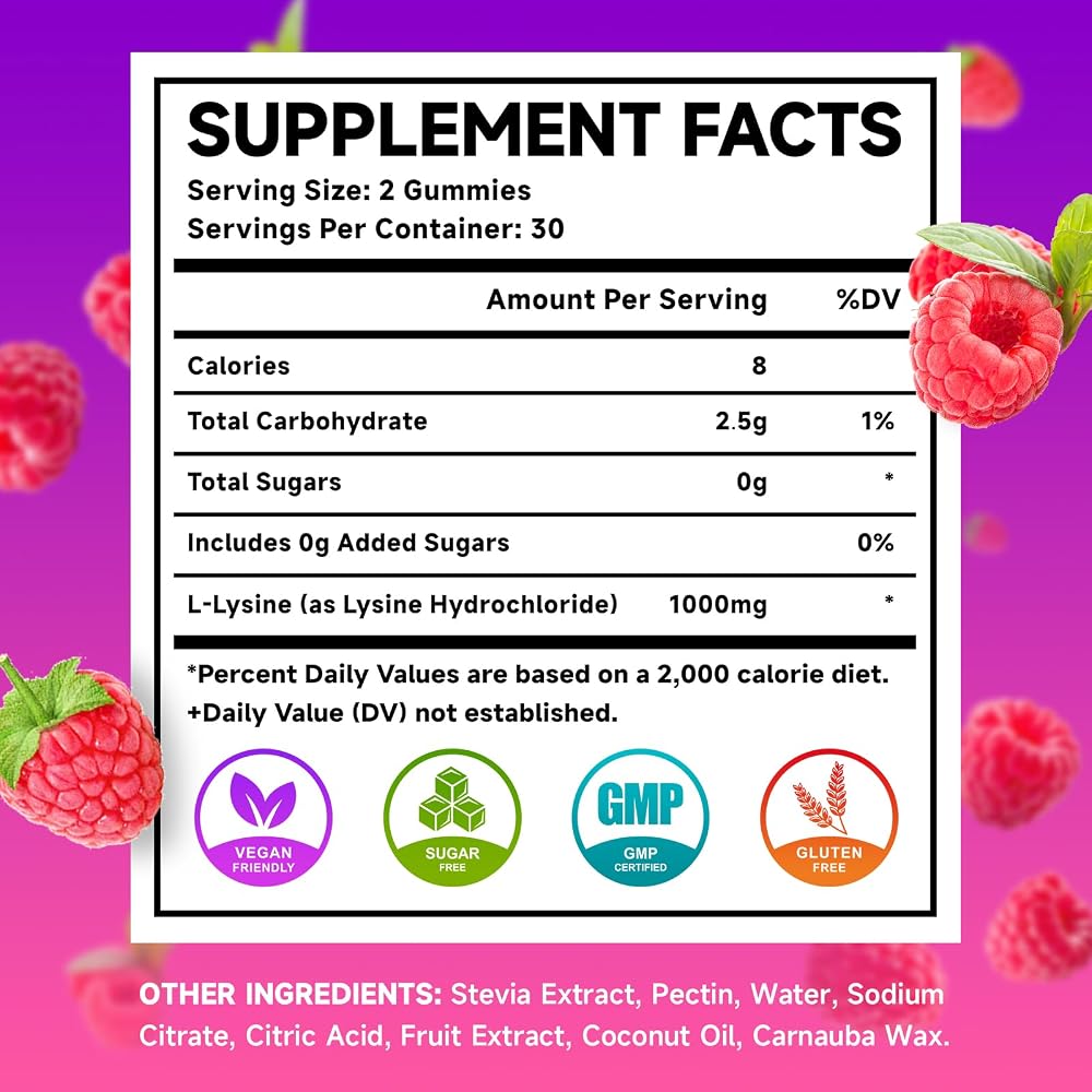 MEENCCD L-Lysine Gummies, Raspberry
