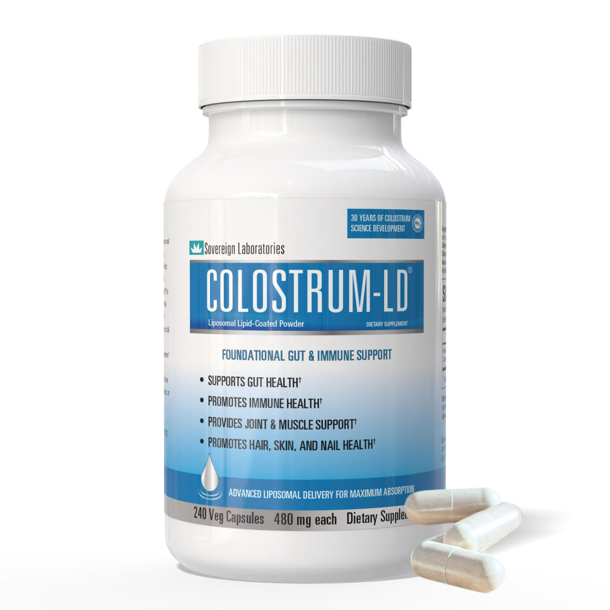 Colostrum-LD Liposomal Capsules for Gut & Immune Support - 240 Count