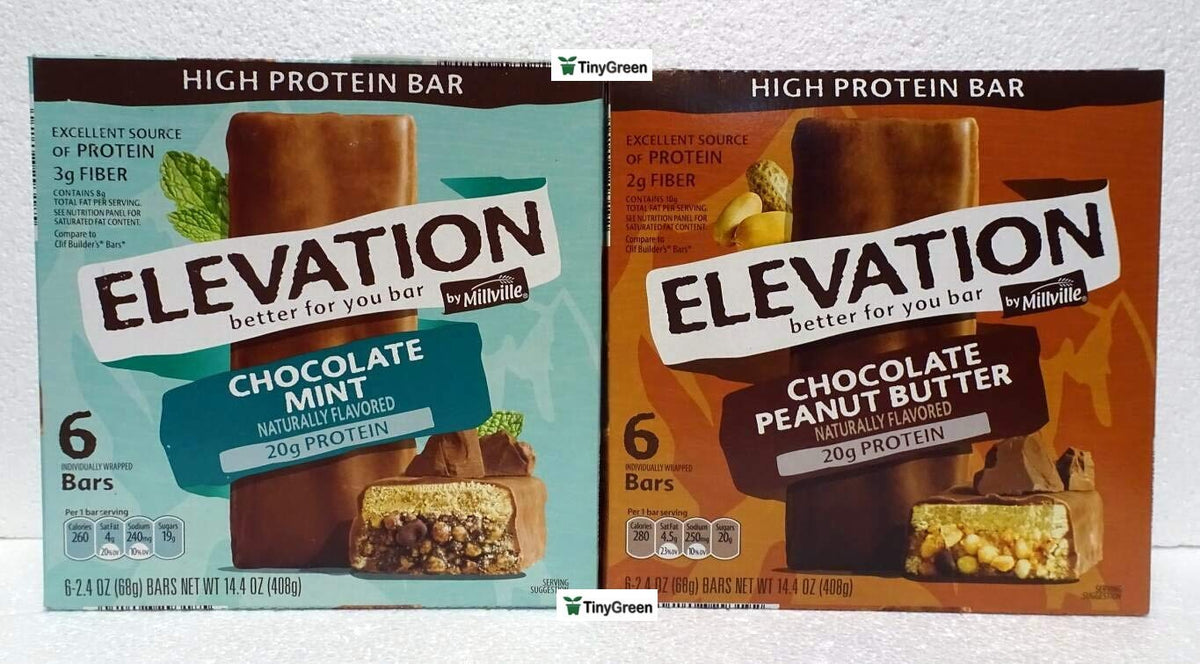 Millville Elevation High Protein Bars Mint Chocolate & Peanut Butter - 6 Count