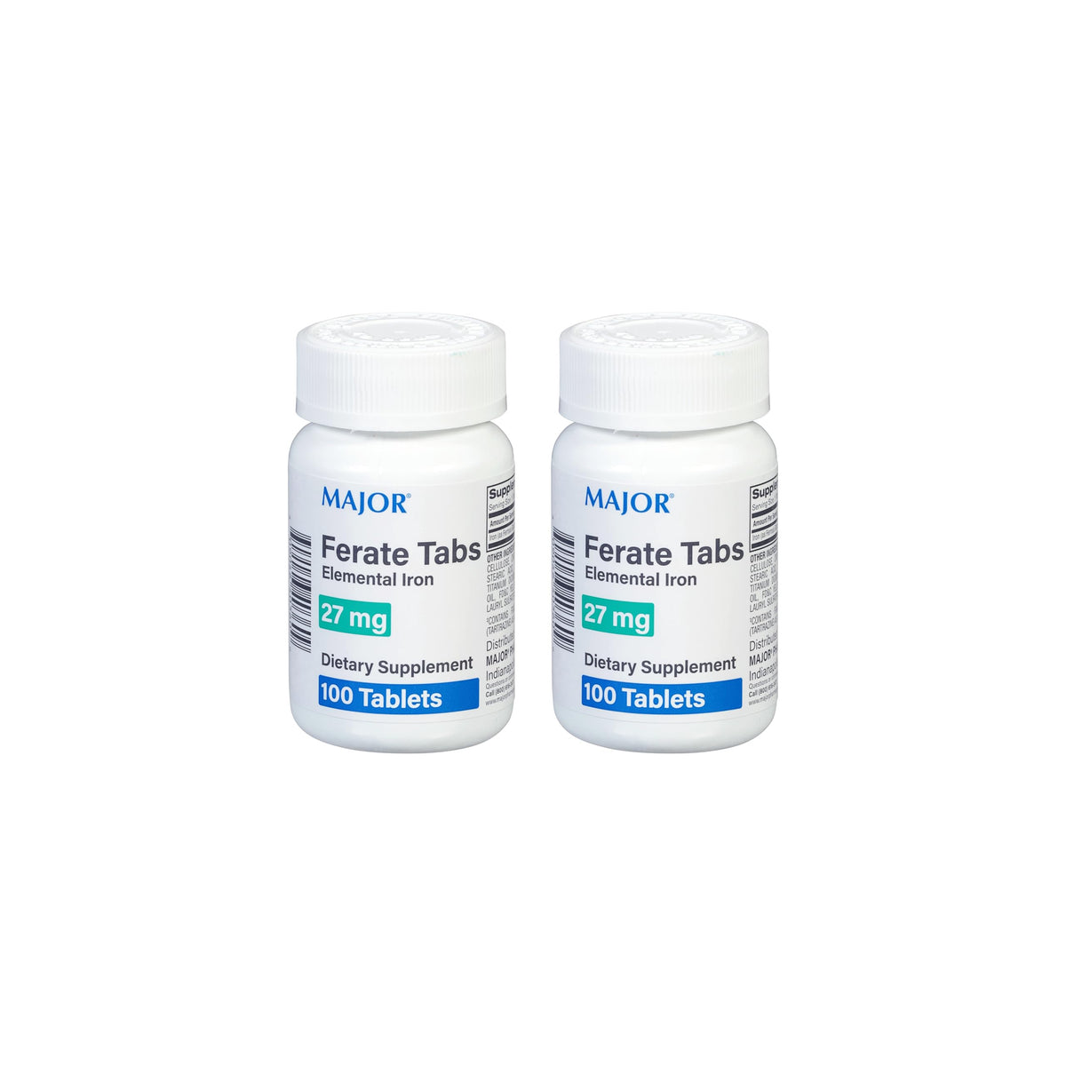 Major 27 mg Ferate Tabs - Ferrous Gluconate Elemental Iron Dietary