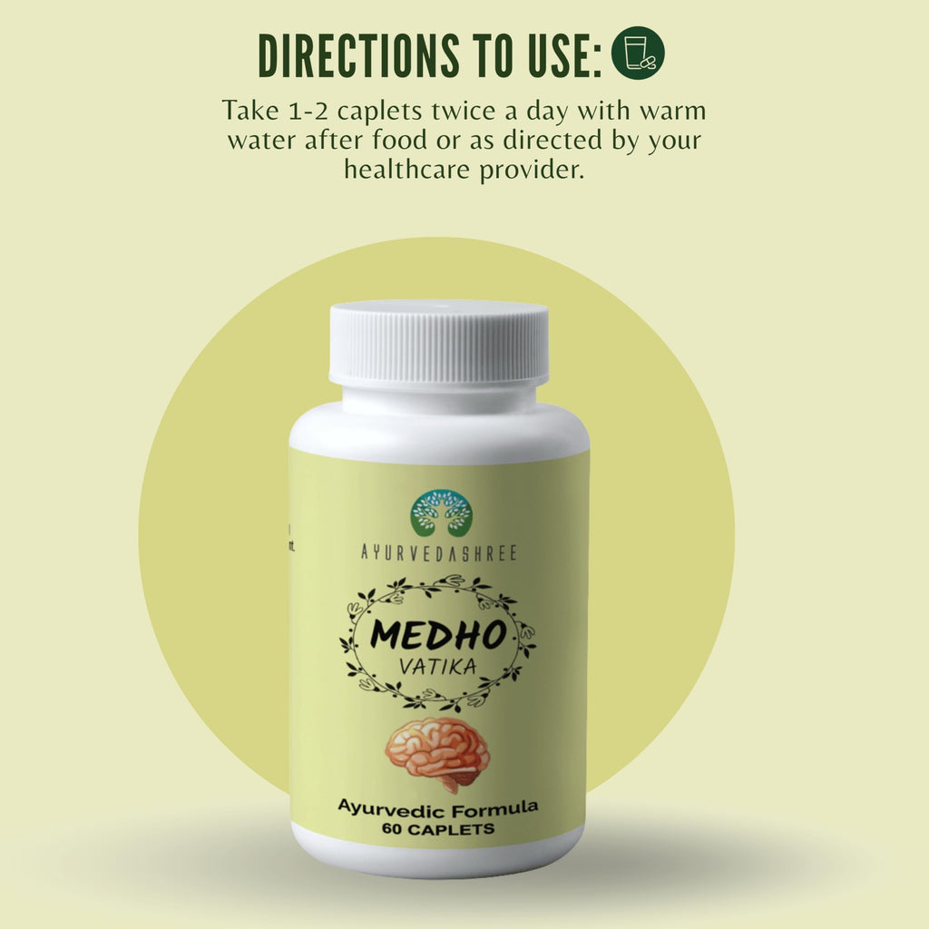 AYURVEDASHREE Medho Vatika Herbal Supplement - 60 Caplets - image 5