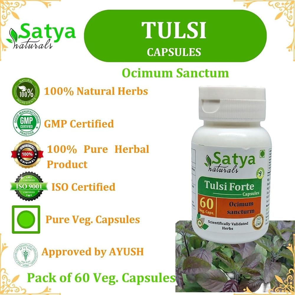 Satya Naturals Tulsi Forte 500 mg Basil Extract - 240 Vegetarian Capsules - image 7