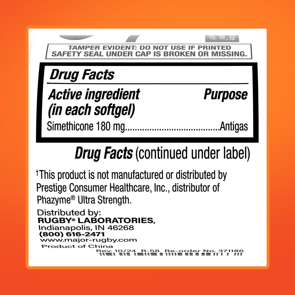 Rugby Ultra Strength Simethicone Gas Relief 180 mg - 60 Softgels - image 9