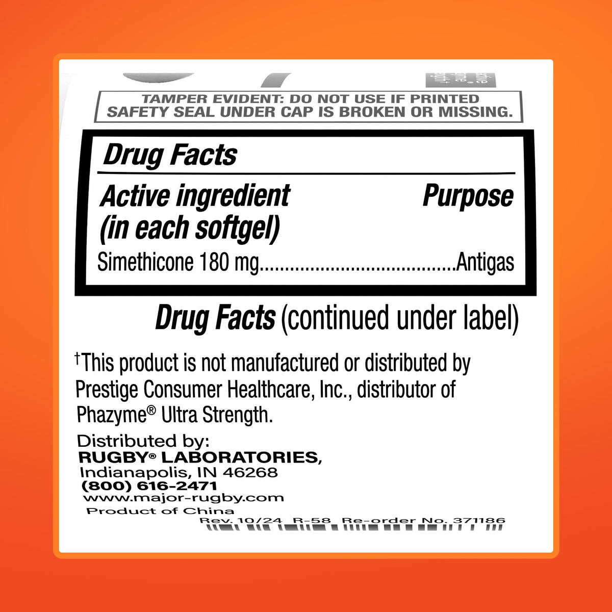 Rugby Ultra Strength Simethicone Gas Relief 180 mg - 60 Softgels - image 9