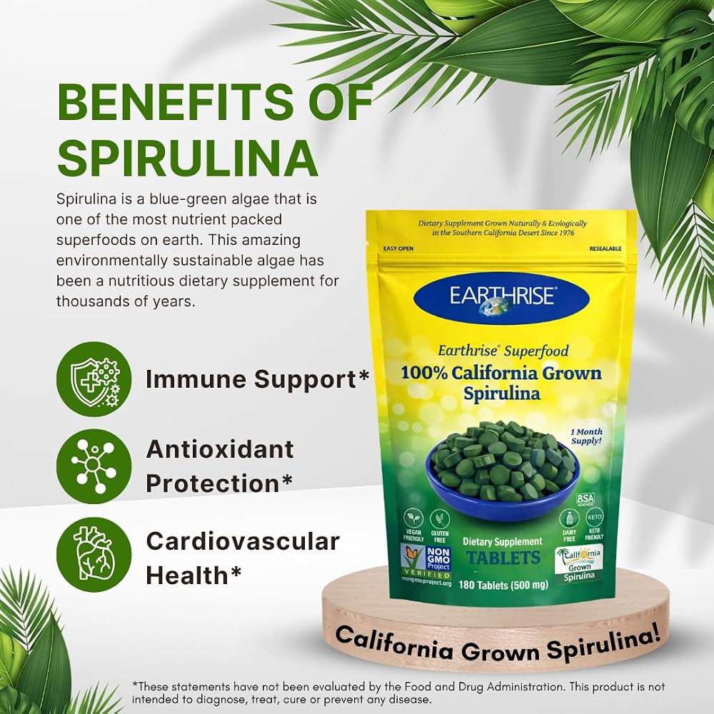 Earthrise Superfood California Grown Spirulina 500mg Tablets