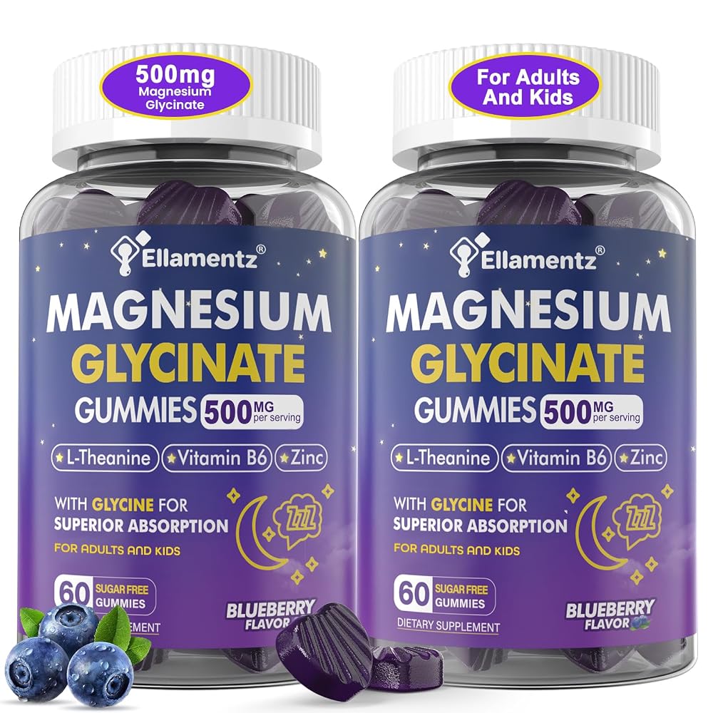 ELLAMENTZ Magnesium Glycinate Gummies 500mg for Sleep - 120 Gummies