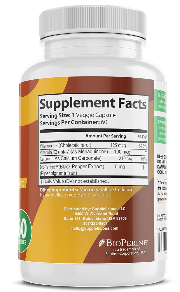 Supplelicious K2 + D3 with Calcium Bone & Heart Health - 60 Capsules - image 7