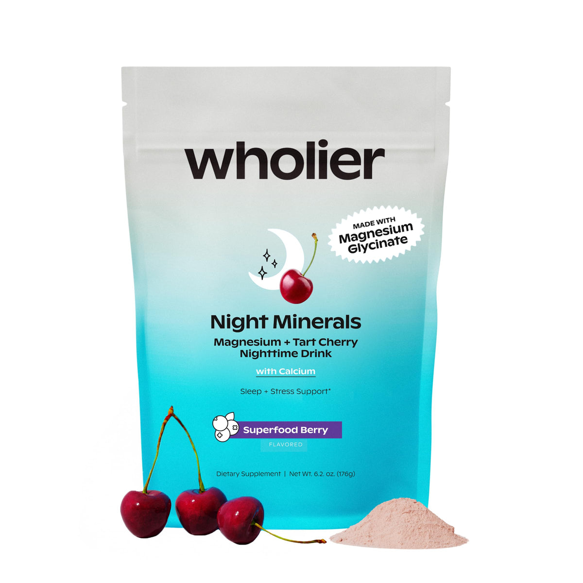 wholier Night Minerals Magnesium Glycinate & Calcium for Sleep - 60 Capsules