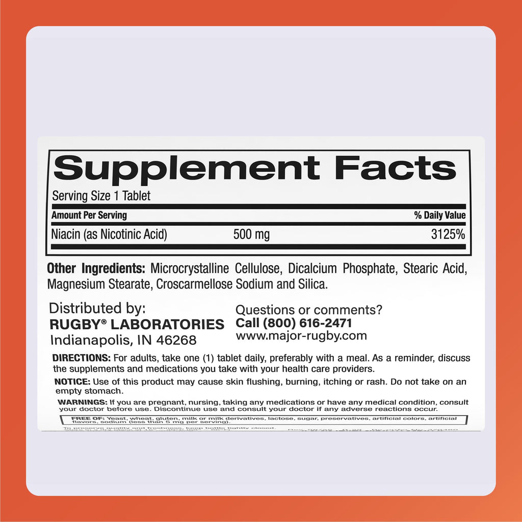 Rugby Niacin 500mg Vitamin B3 Supplement - 1,000 Tablets - image 6