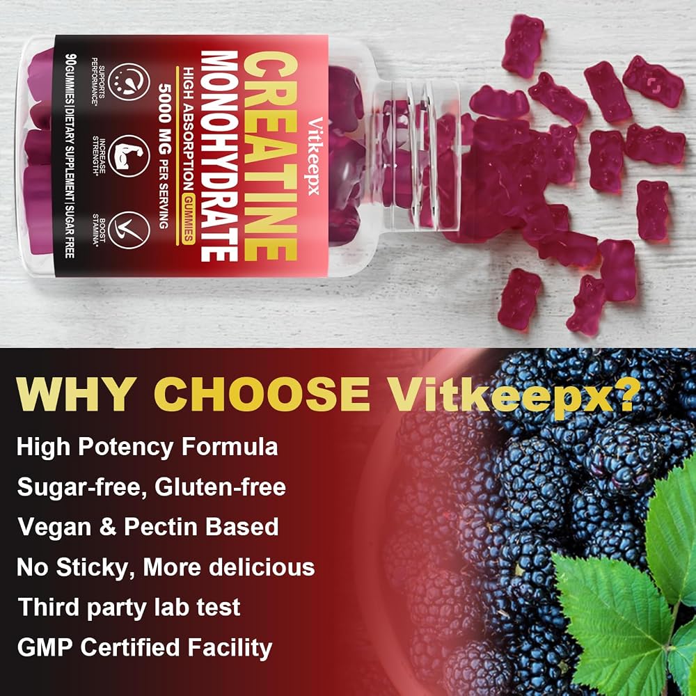 Vitkeepx Creatine Monohydrate Gummies Infused with 5g Creatine