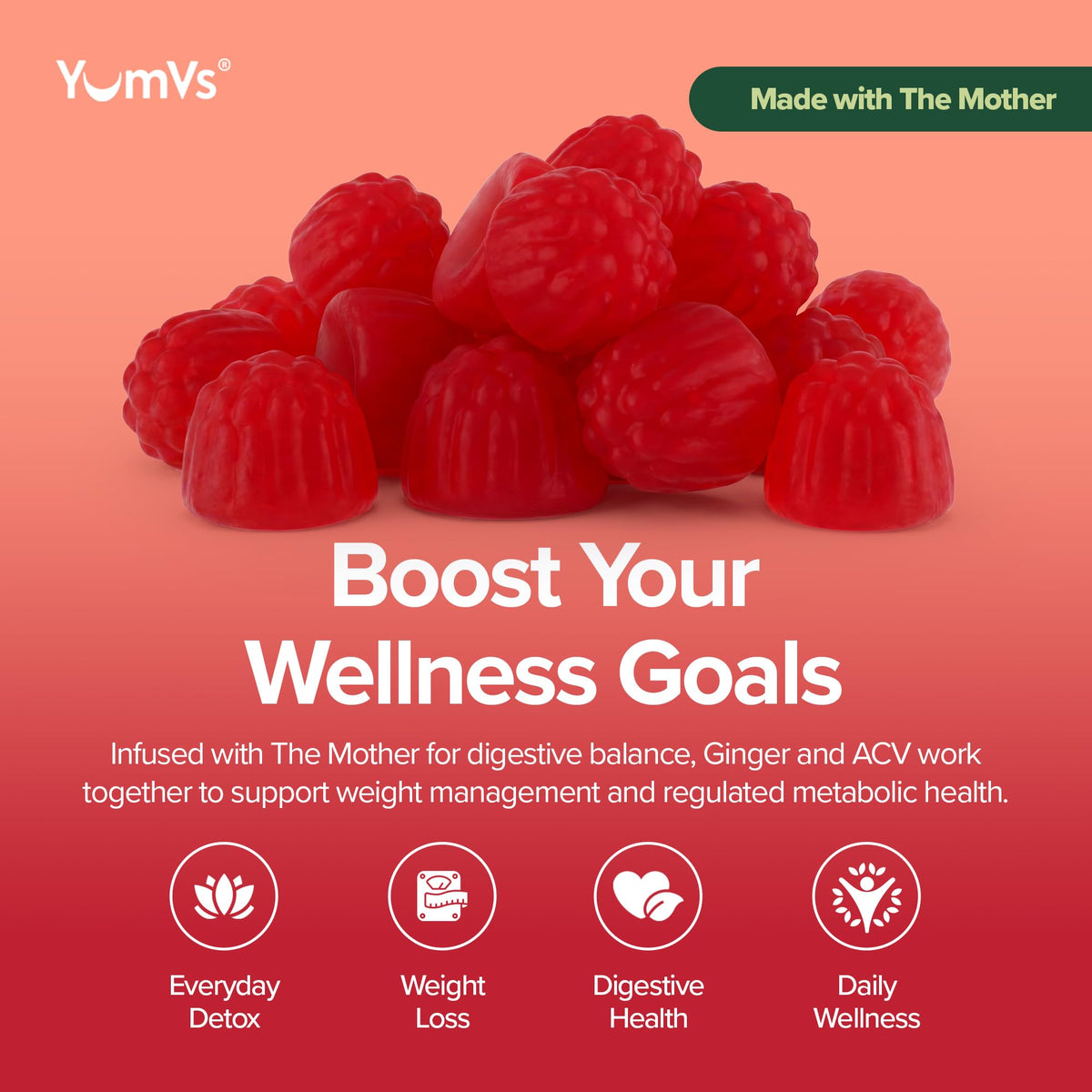 YUM-V'S Apple Cider Vinegar Gummies with Ginger - 60 Count - image 5