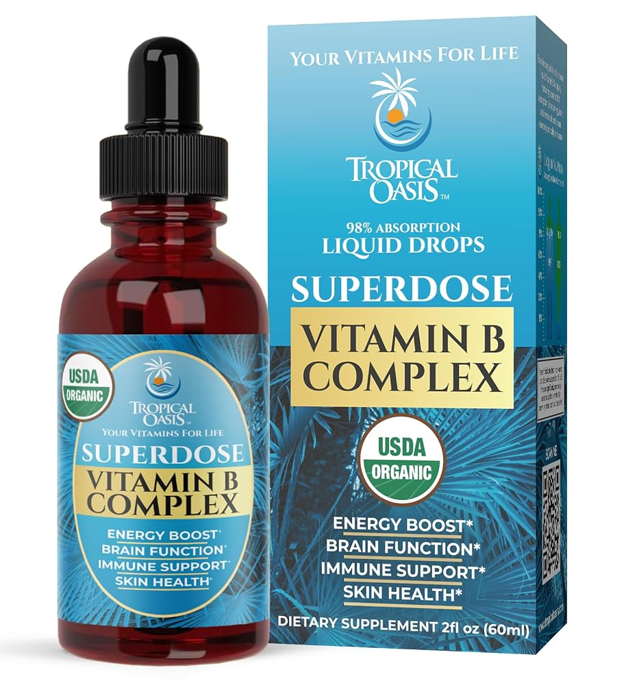 Tropical Oasis Vitamin B Complex Liquid Drops Energy Support - 60 Servings