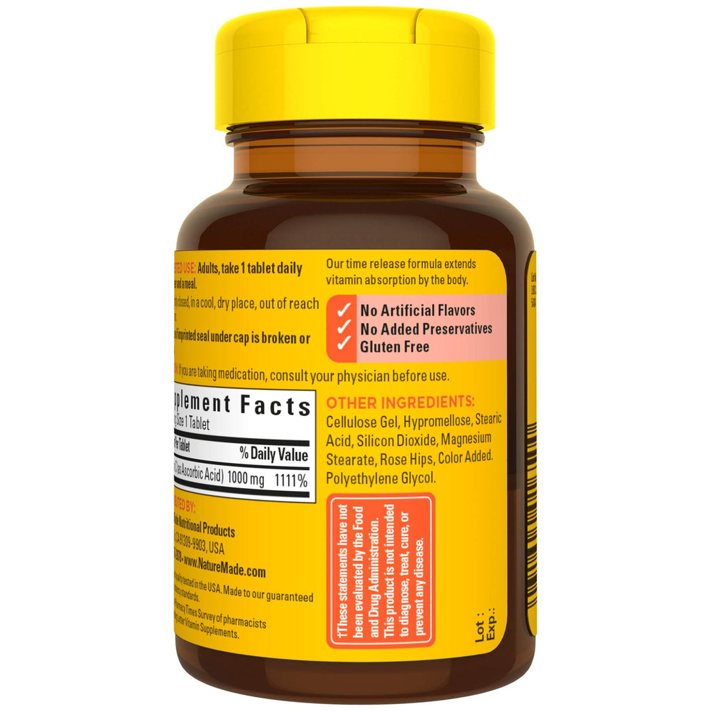 Nature Made Vitamin C 1000 mg Time Release with Rose Hips - 60 Tablets - image 12
