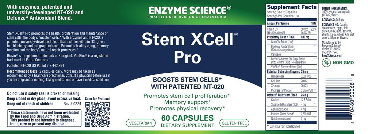 Enzyme Science Stem XCell Pro Brain & Cellular Health - 60 Capsules - image 4