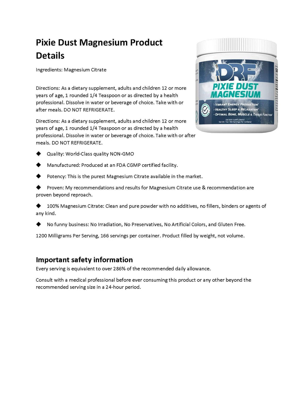 DR.F Pixie Dust Magnesium Citrate Powder for Sleep - 7 oz - image 4