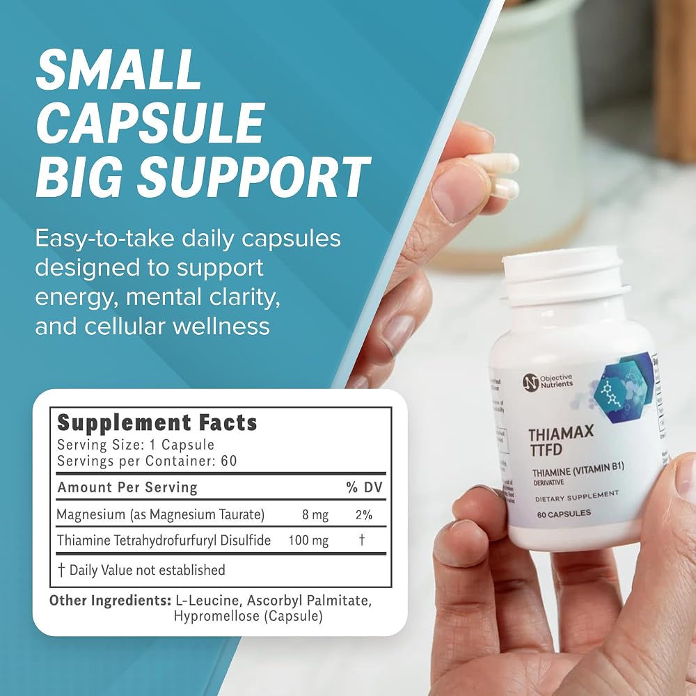 Objective Nutrients Thiamax TTFD Thiamine B1 Supplement - 60 Capsules - image 7