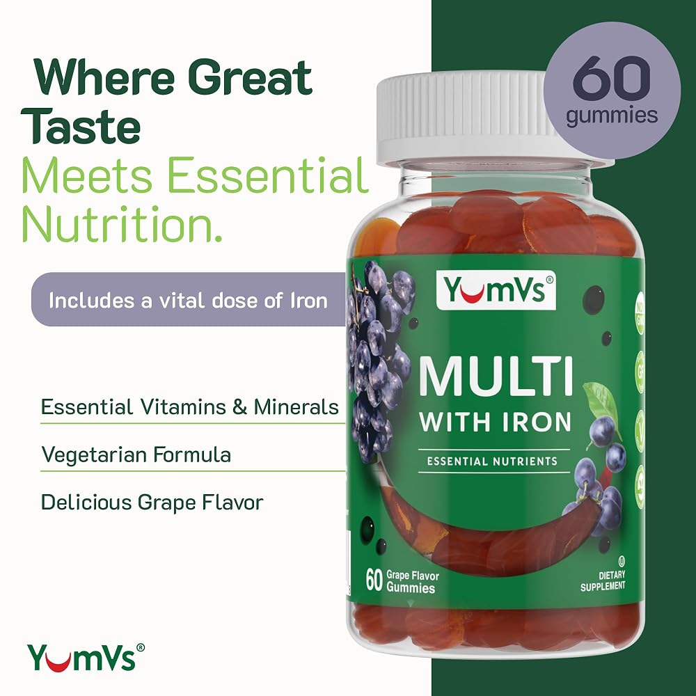 YUM-V'S Iron Gummies with Vitamin C, Grape - 120 Count - image 2