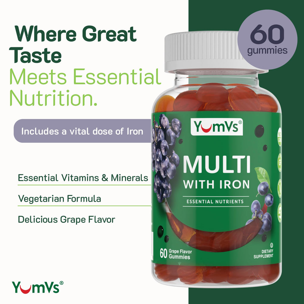 YUM-V'S Iron Gummies Multivitamin with Vitamin C, A, B & Zinc - 60 Count - image 2