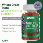 YUM-V'S Iron Gummies Multivitamin with Vitamin C, A, B & Zinc - 60 Count - image 2