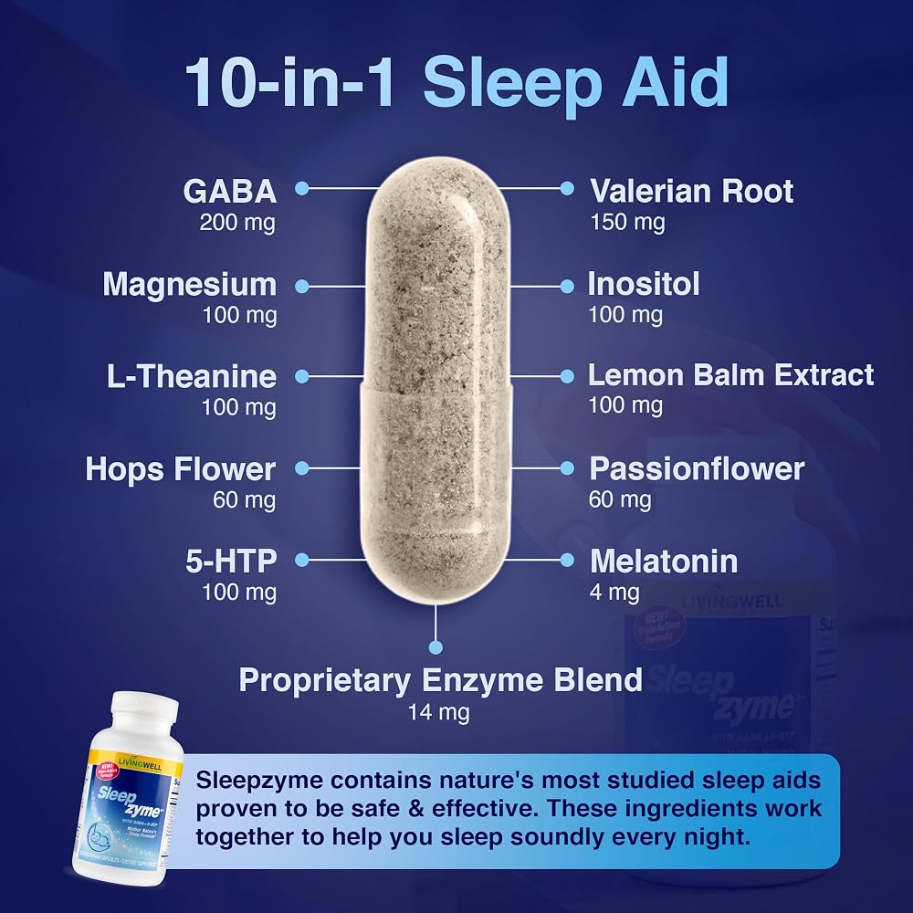 Sleepzyme Sleep Aid Supplement 10-in-1 Formula - 60 Capsules - image 3