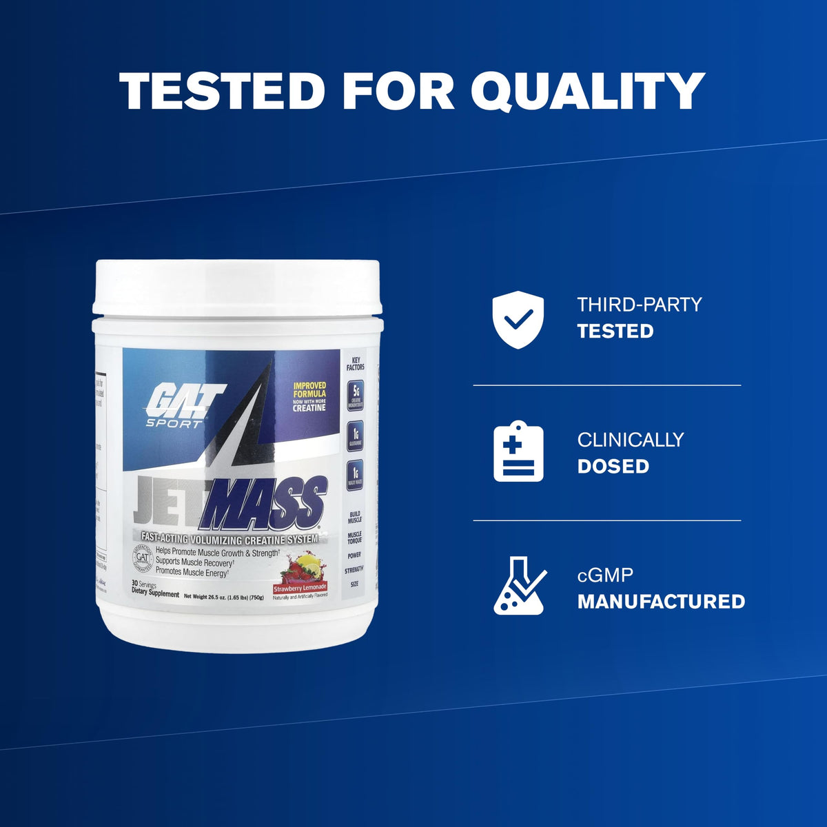 GAT SPORT JETMASS Creatine Powder Strawberry Lemonade - 30 Servings - image 4