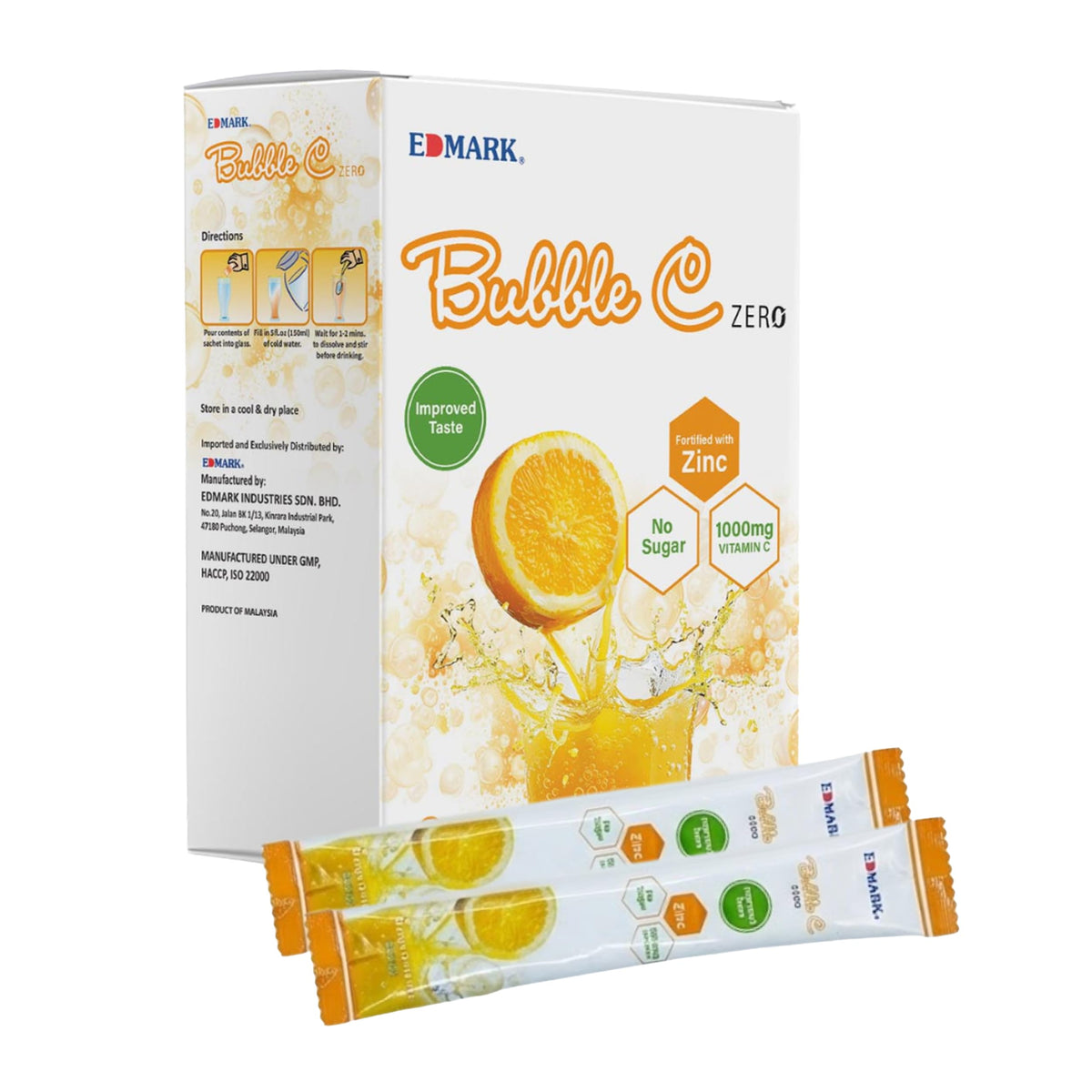 EDMARK Bubble C Instant Orange Drink Vitamin C & Calcium - 50 Sachets