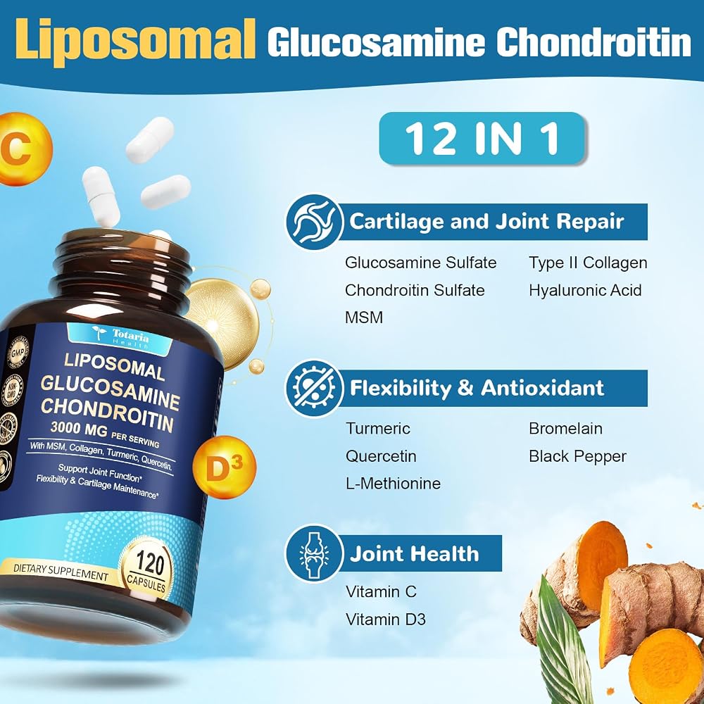 Totaria Liposomal Glucosamine Chondroitin MSM Joint Support - 120 Capsules - image 2