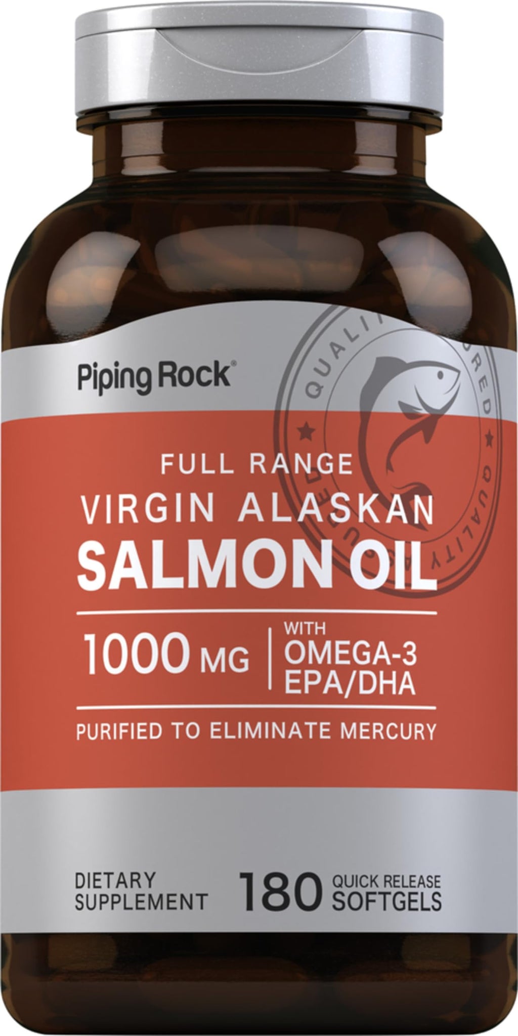Piping Rock Wild Alaskan Salmon Oil 1000mg - 180 Softgels