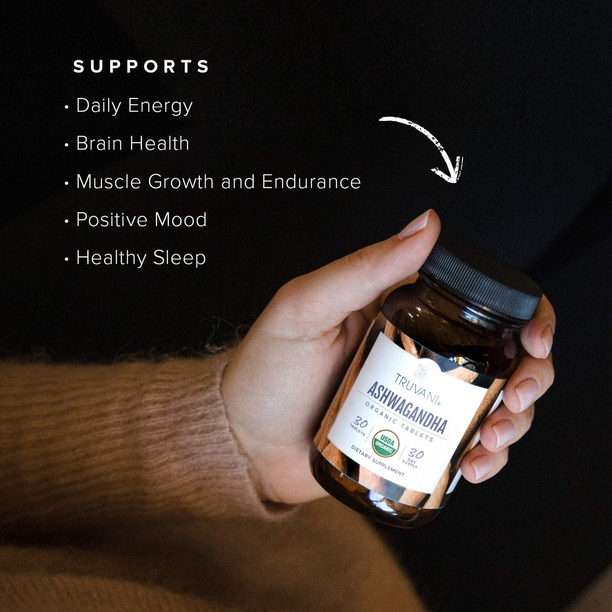 Truvani Organic Ashwagandha - 30 Tablets - image 3
