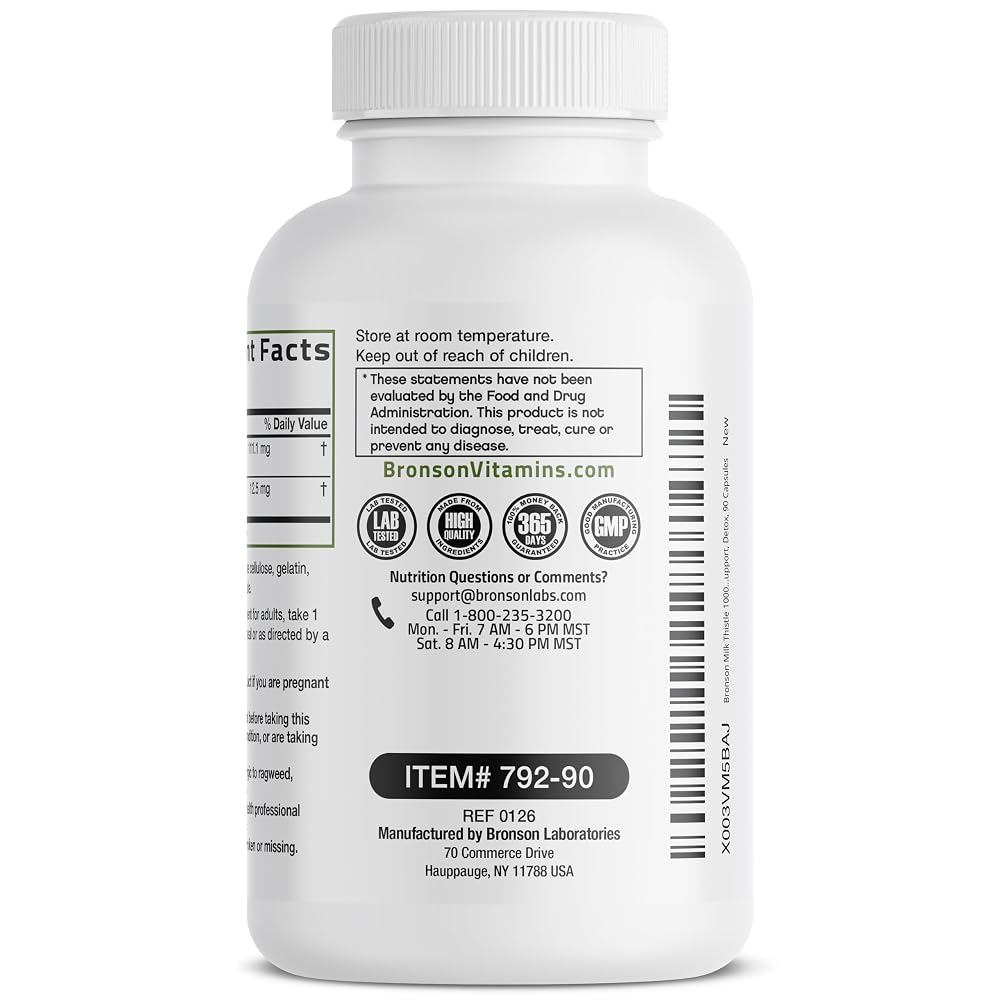 Bronson Flavored Capsule Adult Milk Thistle Liver Health Support