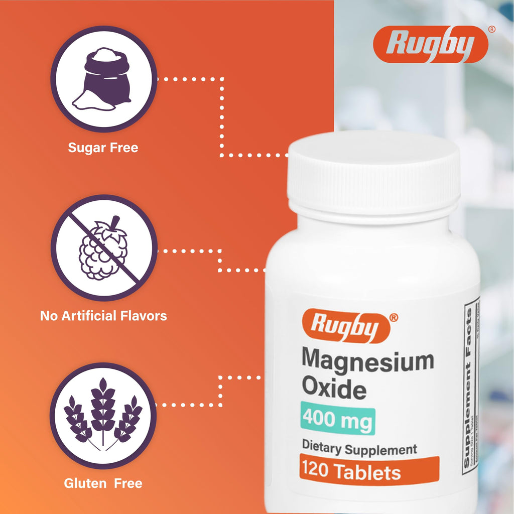 Rugby Magnesium Oxide 400 mg Tablets - 120 Count - image 3
