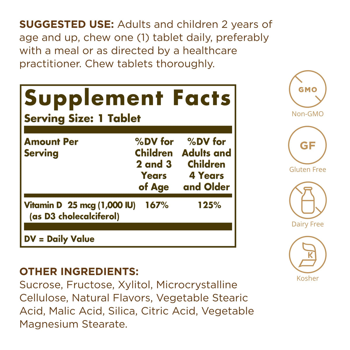 Solgar Vitamin D3 1000 IU Chewable Tablets - 100 Count - image 2